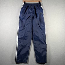 Adidas Vintage Navy Blue 3-Stripe Nylon Track Pants Mens XL Windbreaker Joggers