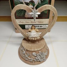 One Silent Night  5" Wood Finish Baby Jesus  Musical Tabletop 