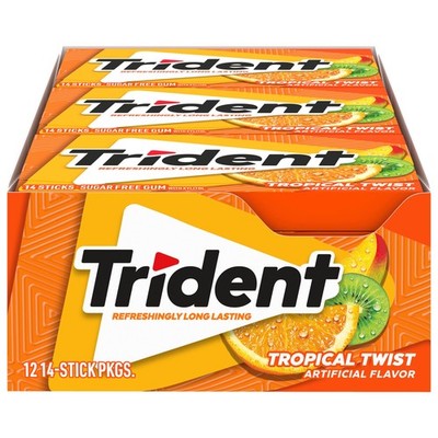 Trident Tropical Twist Sugar Free Gum, 12 Packs 1 Count (Pack of 12), Basic 