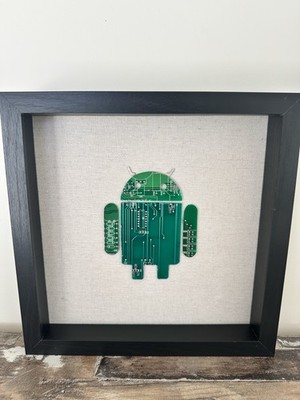 UPCYCLED CIRCUIT BOARD Robot Framed Art 9 Inch X 9 Inch For The Android lover