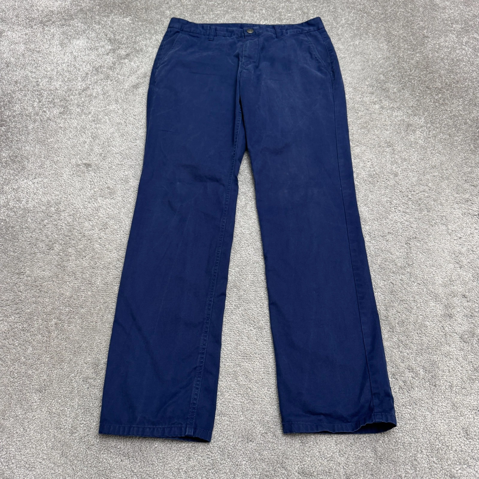Bonobos Washed Slim Straight Chino Pants Men 32x32 Blue Flat Front Cotton Casual
