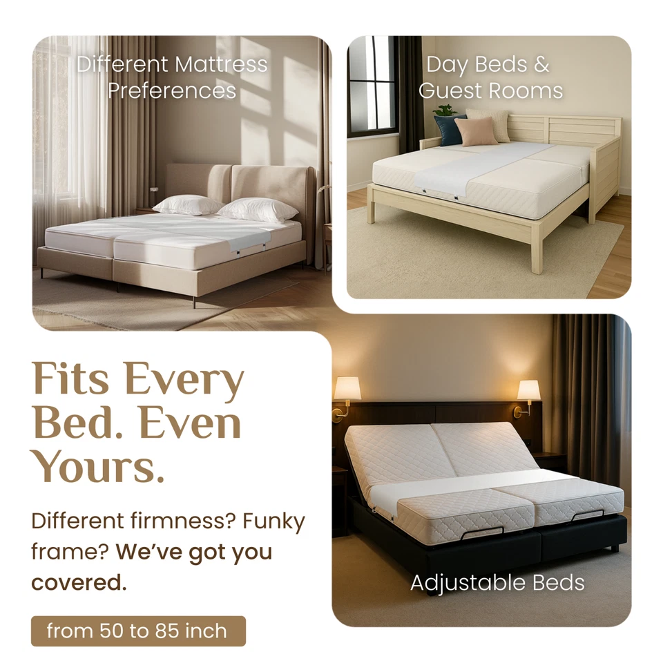 Conector de colchón puente de cama, convertidor doble a king, encuadernadores de cama con correa antideslizante Foto 4 de 4