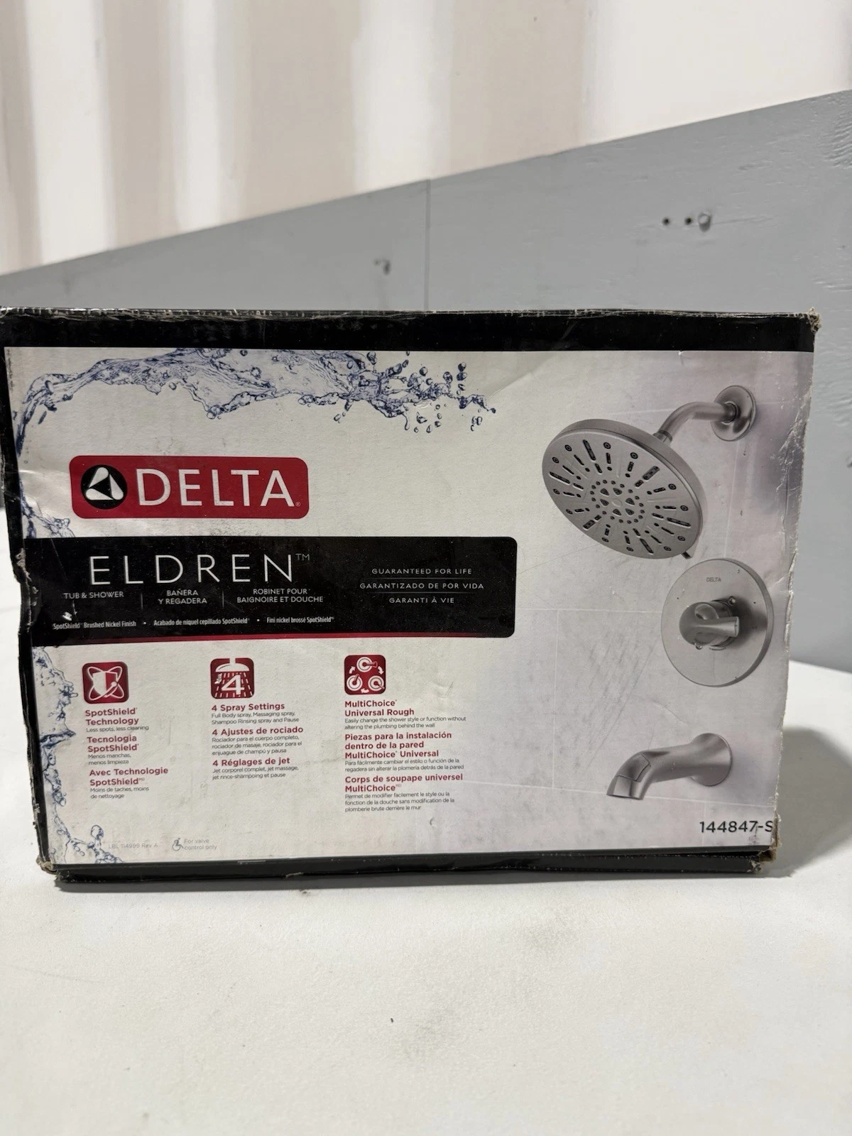 Delta Eldren Brushed Nickel 4-function 8-in Bathtub & Shower Faucet w/ Valve