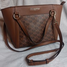 Karl Lagerfeld Paris Signature Crossbody Tote Hand Bag Gold Tone Hardware Purse