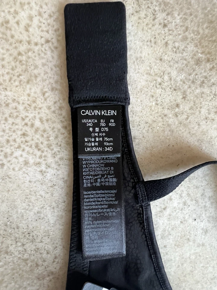 Calvin Klein Black Label underwired lace bra, size 34D, RRP £ 50 + - Image 4 of 4