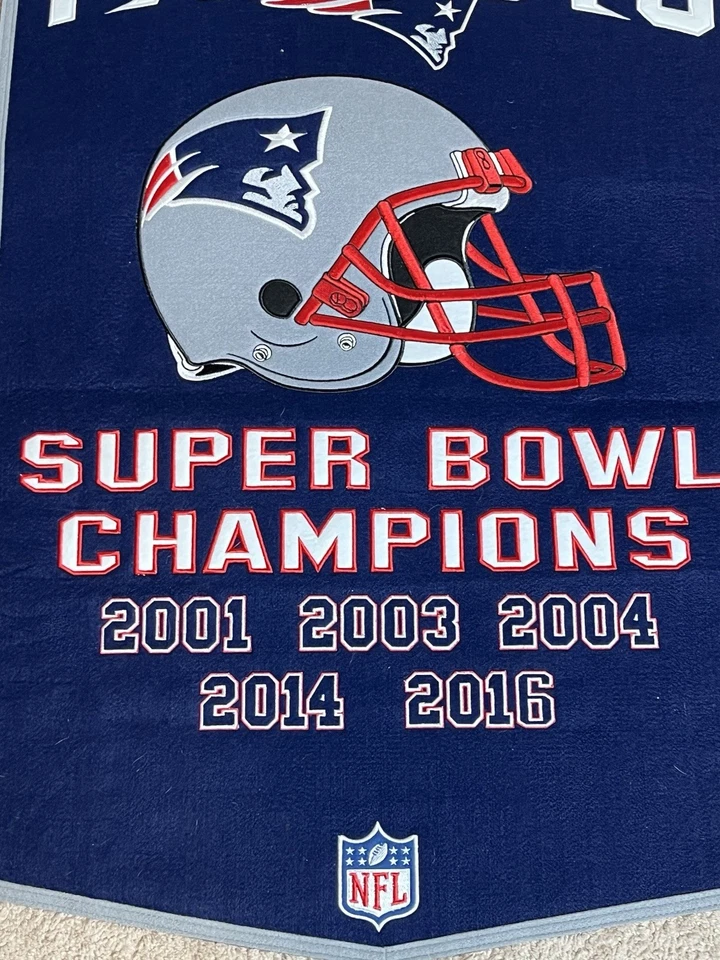 New England Patriots NFL Dynasty Championship Banner Wool Embroidered 24x36 - Image 2 of 4