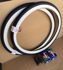 26" x 2.125 Beach Cruiser Bike White Wall Tires Tubes Pair DURO Brick Lowrider