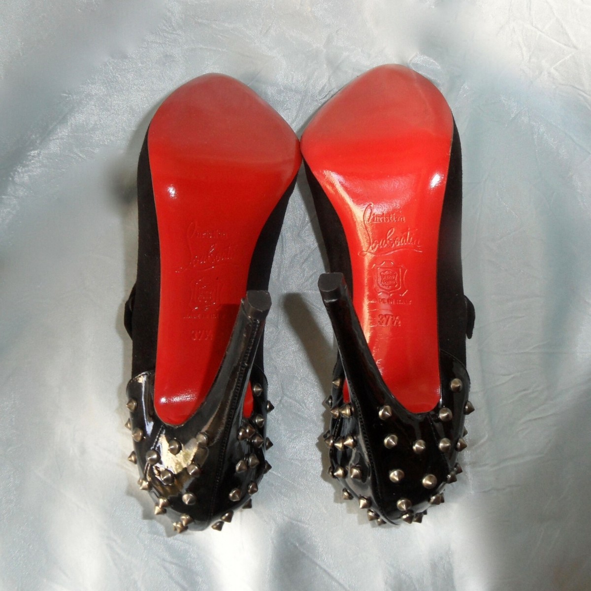 $950 Louboutin MAD Mary Jane Stud Black Suede Heel 37.5 6.5 $950 Louboutin MAD Mary Jane Stud Black Suede Heel 37.5 6.5