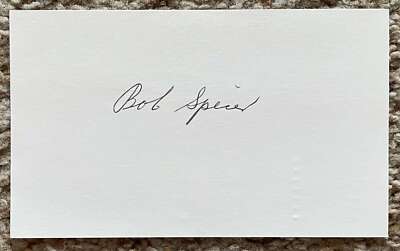 Bob Spicer signed card - A's debut 1955 - indents at bottom