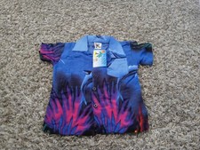 New Island Expressions Boys Youth Hawaiian Shirt Size 4 Blue Short Sleeve