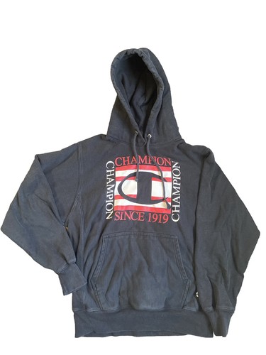 Champion Square Logo Mens Medium Black Hoodie Since 1919
