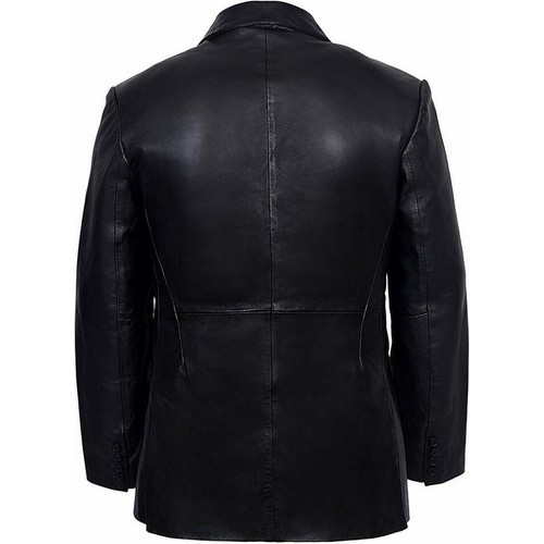 Blazer Moderno Nuevo Para Hombre Cuero de Cordero Negro 100% Cuero Suave Puro Blazer - Imagen 4 de 9