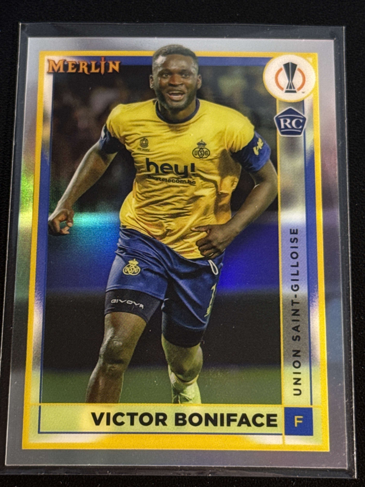2022-23 Topps Merlin #142 Victor Boniface Rookie Refractor Union Saint-Gilloise