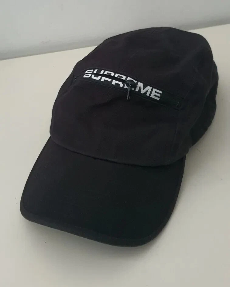 Casquette de camp FW21 Supreme Top Zip chapeau noir poche zippée 