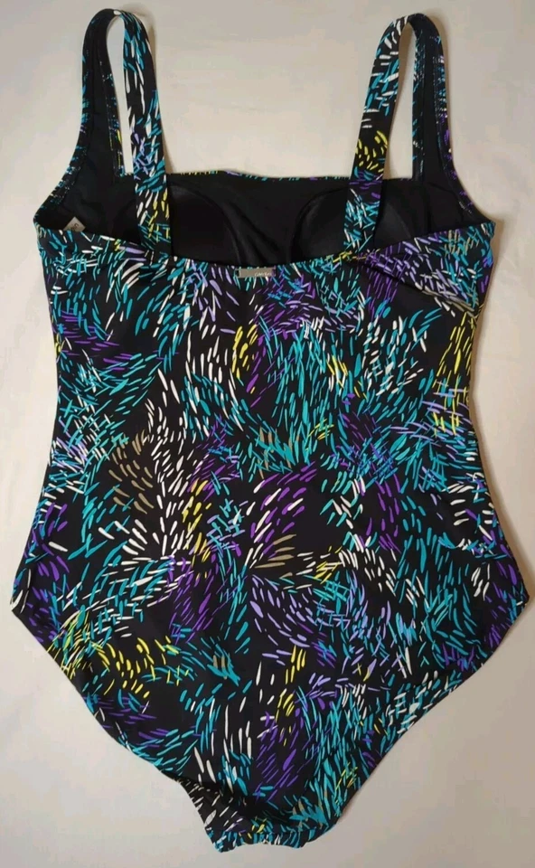 Traje de baño de una pieza para mujer Calvin Klein azul confeti talla 10  Foto 2 de 4