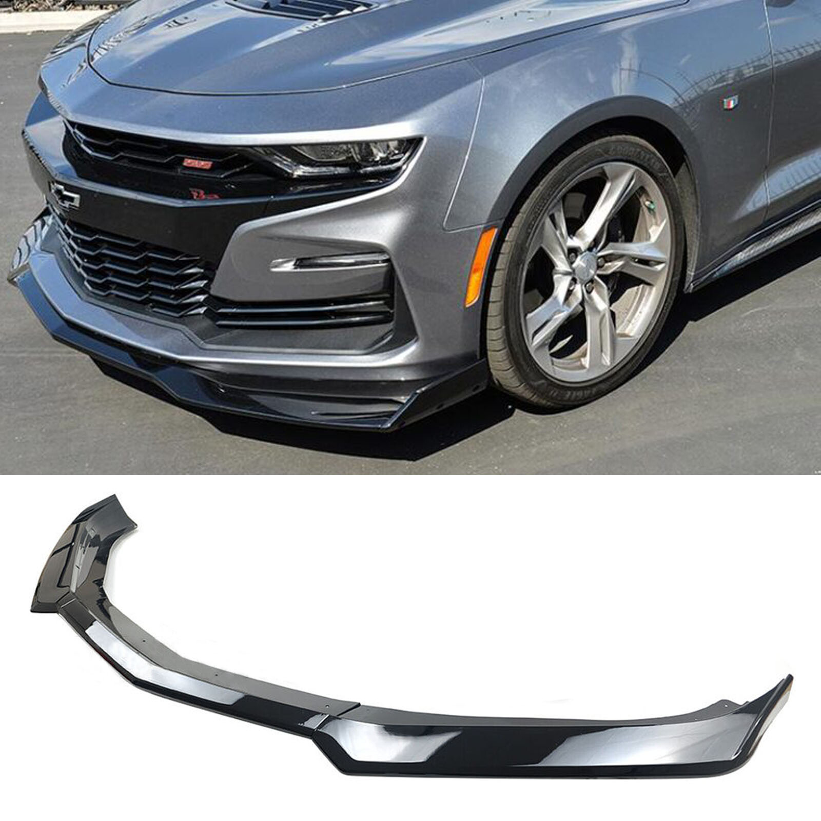 For Camaro SS 16-21 LS LT RS 19-21 Gloss Black Front Bumper Lip ...