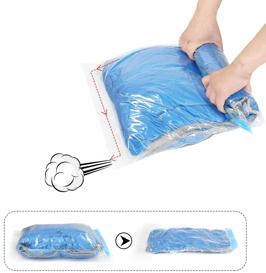 6 PCS Vacuum Storage Bags Travel Roll Up Compression Home Luggage Bag  (50*70cm)