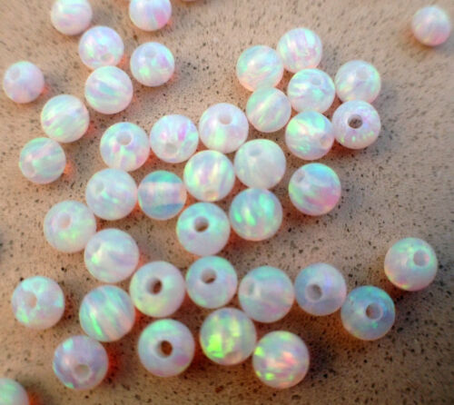 6 mm Weiß Labor Opal Perlen Vollloch Rund Zwischenring Lose Edelstein Perlen 10 Stck. Posten - Bild 4 von 5