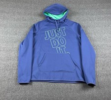 Nike Just Do It Graphic Hoodie Pullover Purple Teal Dri-FIT Athletic Gym Medium