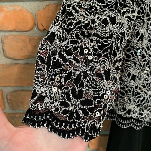 Alex Evenings Formal Gown Womens Size 6 Sequin Lace Overlay Black Maxi Dress - Picture 4 of 8