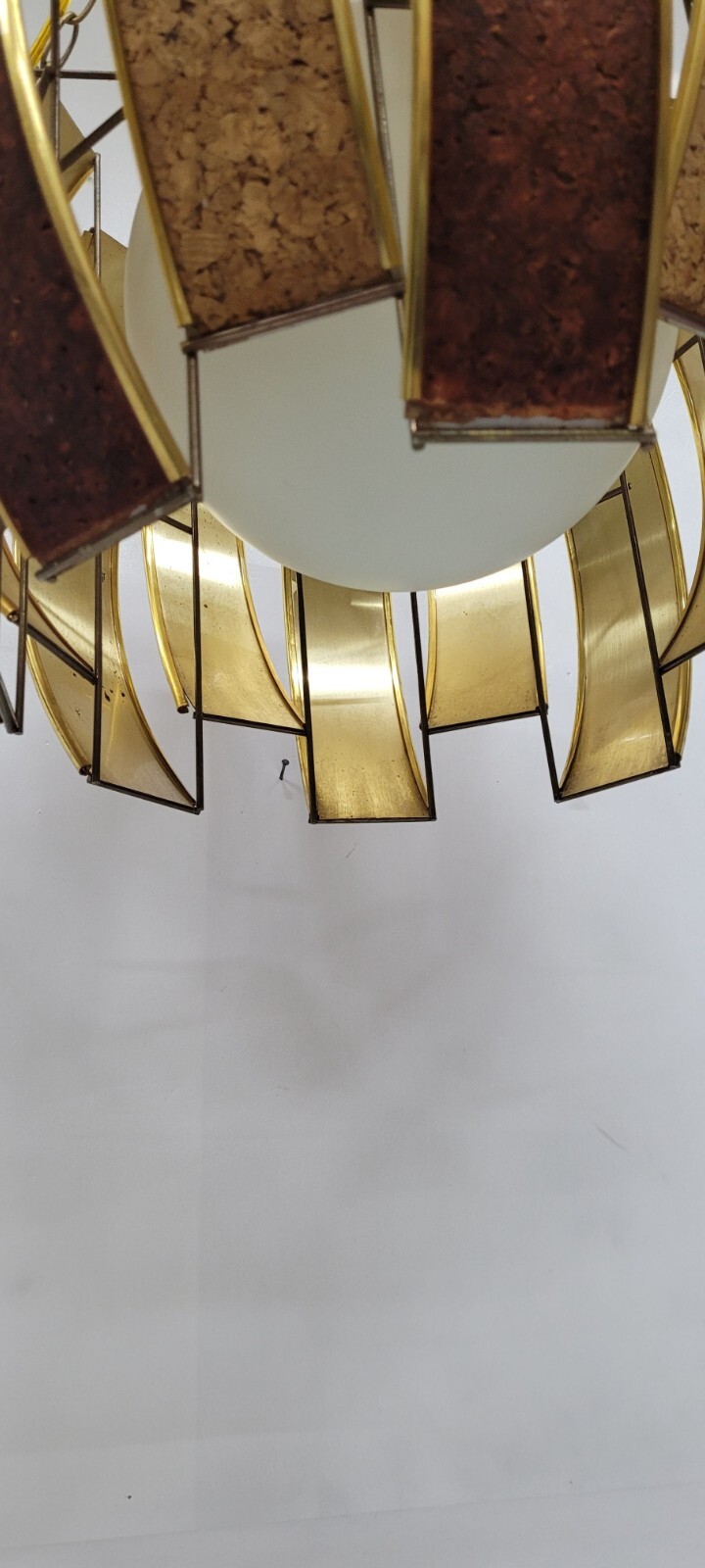 Vintage Brutalist Pendant Light Plug-In Swag Mid Century Minimalist Metal Lamp