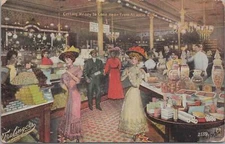 Postcard Fralinger's Salt Water Taffy Candy Store Atlantic City NJ 
