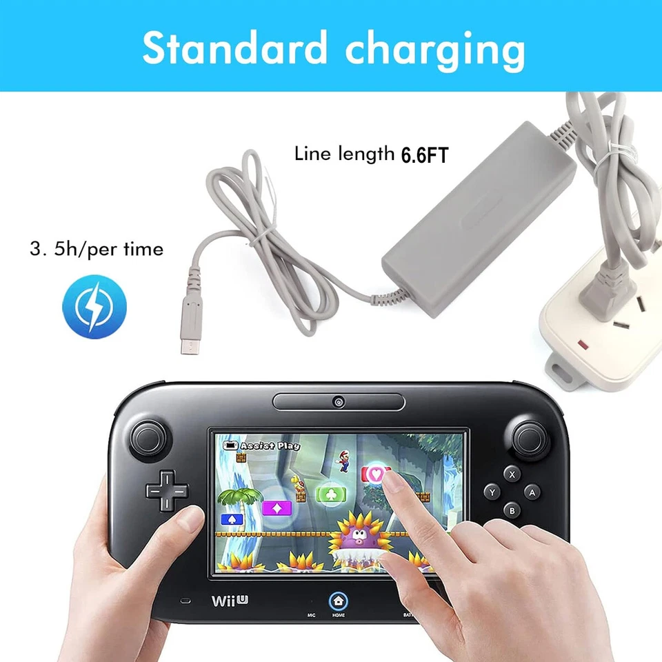 AC Adapter Power Cord Charging Cable Replacement for Nintendo Wii U Gamepad - Image 3 of 4