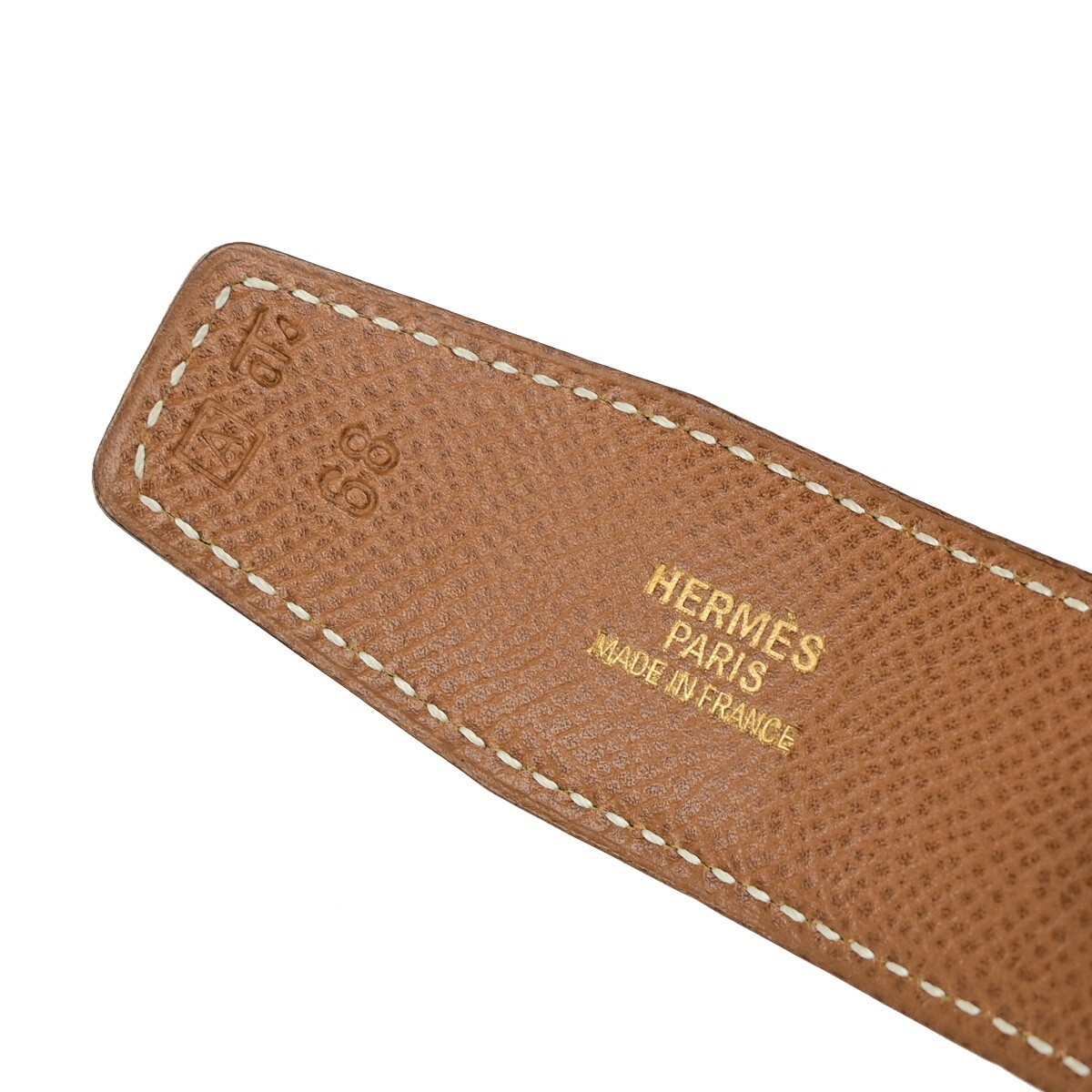 HERMES H Logo Constance Reversible Buckle Belt Leather #68 Black Brown 82RL054 Hermes Constance 32mm Gold H Black Brown Reversible Belt  main image 2