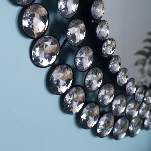 Decorative Wall Mirror Gorgeous Mosaic Crystal Frame for Bedroom Living Room - Picture 5 of 6