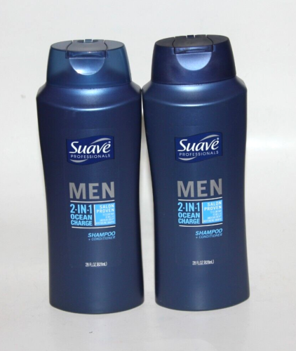 LOT (2) SUAVE MEN 2 IN 1 OCEAN CHARGE SHAMPOO CONDITIONER 28 FL OZ PROFESSIONALS - Picture 1 of 1