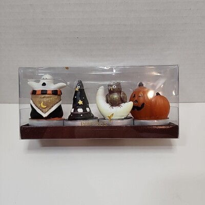 Papyrus Halloween Tealight Candles Owl/Ghost/Hat/Jack Set Of 4 Mini Candles NIB