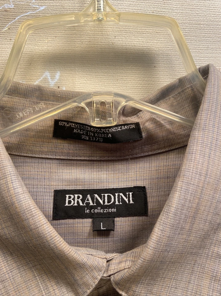 Brandini Men's L Striped Shirt Long Sleeve Button Front French Cuff - Image 2 of 3