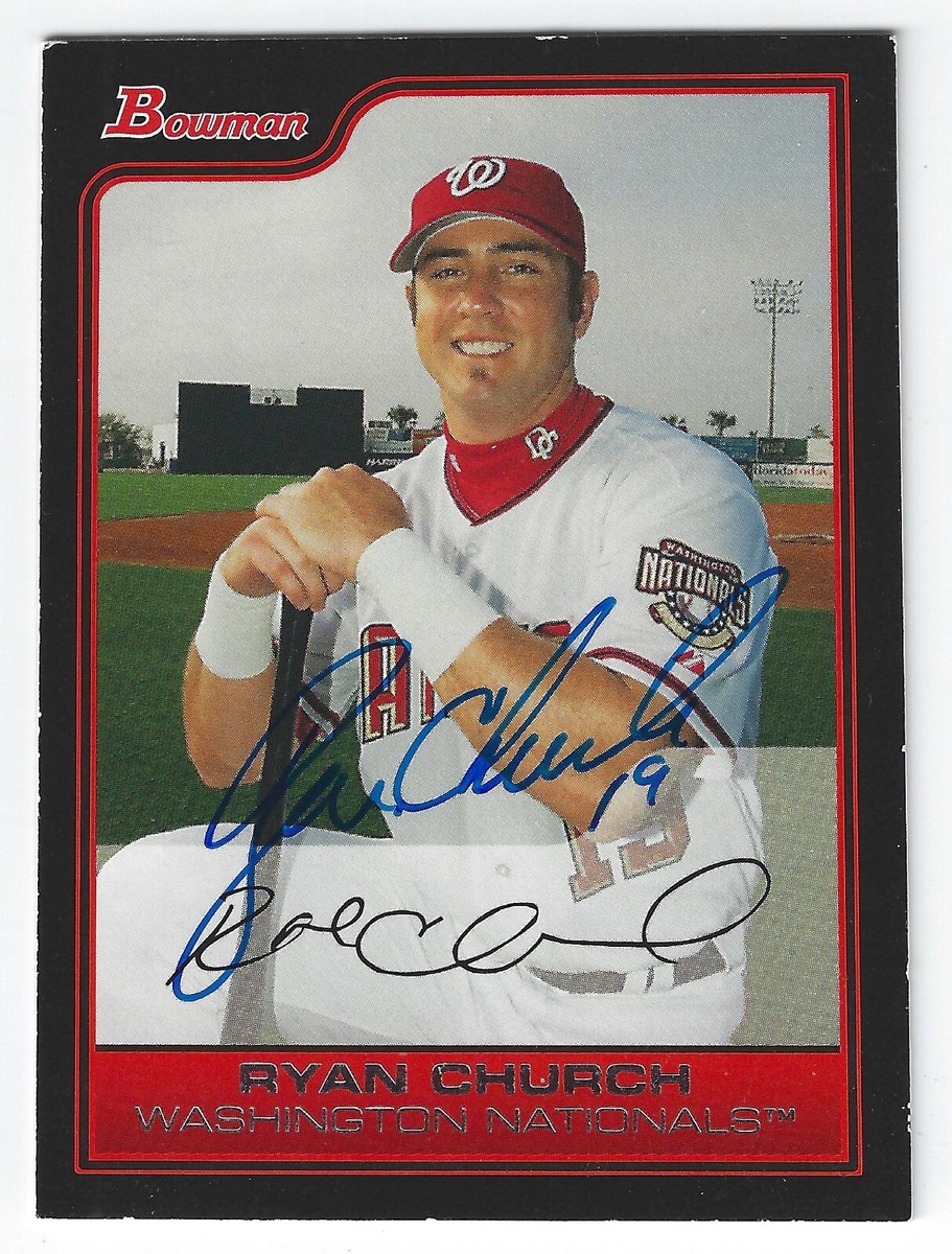 RYAN CHURCH WASHINGTON NATIONALS SIGNED CARD ATLANTA BRAVES NEW
