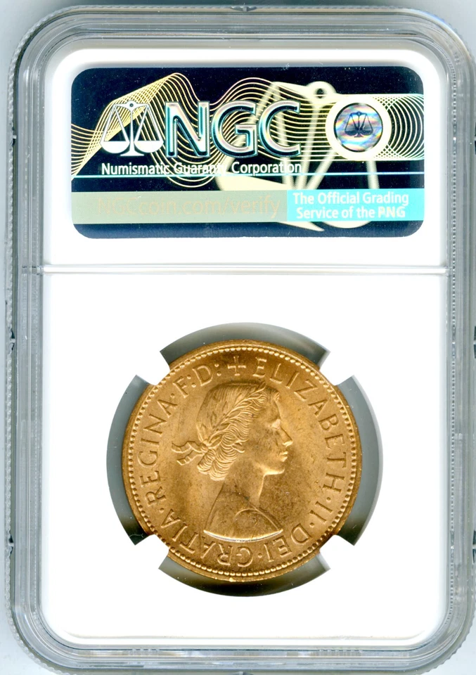 1967 GREAT BRITAIN BRITANNIA PENNY NGC MS64 RD LARGE COPPER QUEEN ELIZABETH - Image 2 of 2