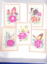 Vtg Chinese Paper Cut Out Cards Flowers Butterflies Envelopes Handmade 5 Designs