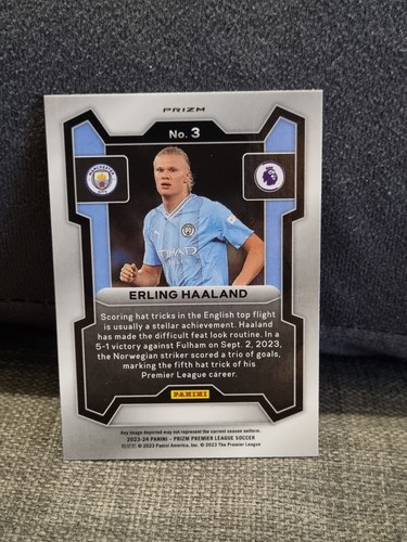 Erling Haaland 2023-24 Panini Prizm Premier League Breakaway Prizm Silver Disco - Foto 2 di 2