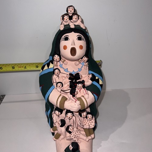 Vintage Native Cochiti Pueblo Geschichtenerzähler Puppe Mutter 20 Kinder 9,75 Zoll - Bild 4 von 11