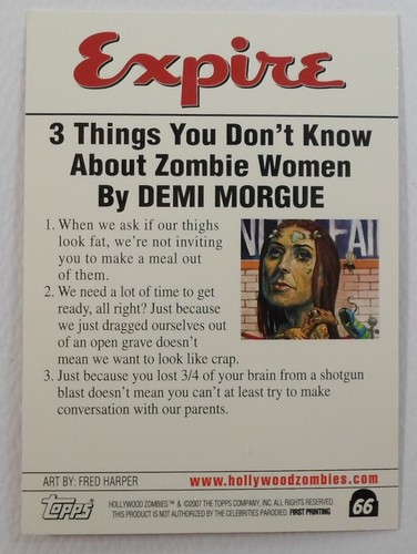 TOPPS 2007 HOLLYWOOD ZOMBIES CARD # 66 DEMI MORGUE - Picture 3 of 4