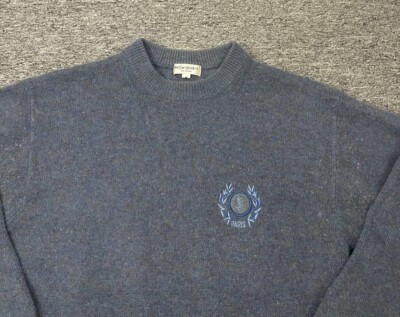 Yves Saint Laurent Vintage 90s Ysl Logo Knit Sweater Crew Neck