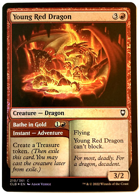 MTG Young Red Dragon Bathe in Gold NM *FOIL* Battle for Baldur's Gate