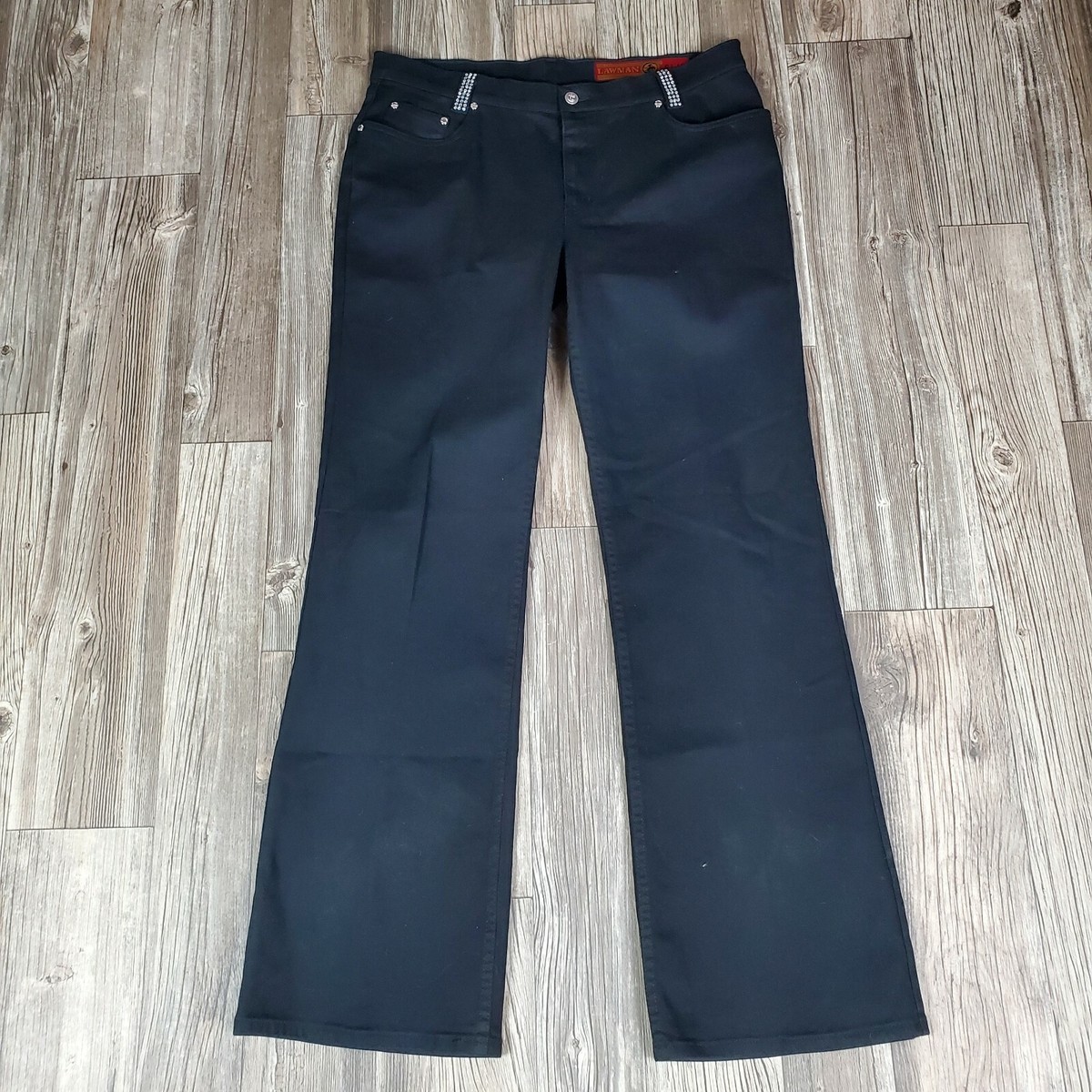 【WOOHWA】CARF BLACK DENIM PT Lawman Western Denim Slim Fit Size 15 Black Jeans with