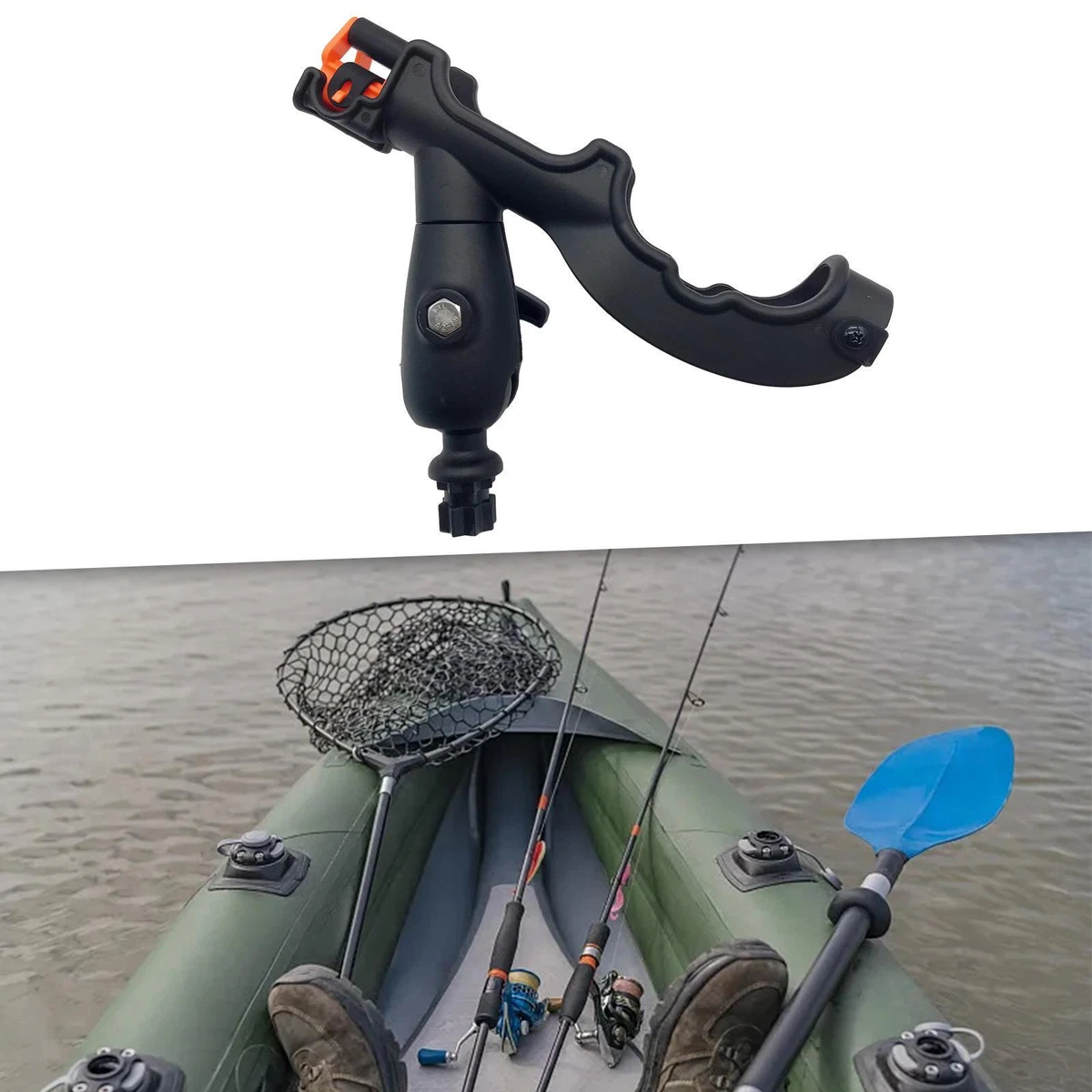 Fishing Rod Holder Swivel Nylon Stand Large Clamp for Kayak Canoe Yacht