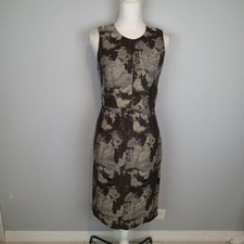  Banana republic wool blend dress size 4 Brown print metallic thread sleeveless 