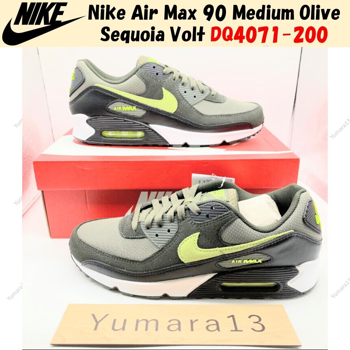 Nike Air Max 90 Medium Olive Sequoia White Volt DQ4071-200 Nike Air Max 90 Medium Olive Sequoia White Volt DQ4071-200