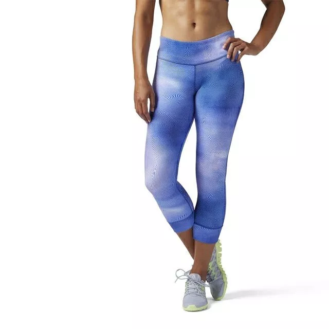 Reebok Womens CrossFit Lux Bold 3/4 Wavy Ombré Legging Blue White XS