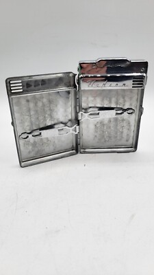 Hadson Cigarette Lighter Case Combo Tobacco Art Deco Chrome Vintage Scroll  