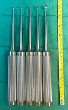 Set of 5 Jarit Cobb Curette  Straight- 11" ( 2/0, 0, 3,  5)