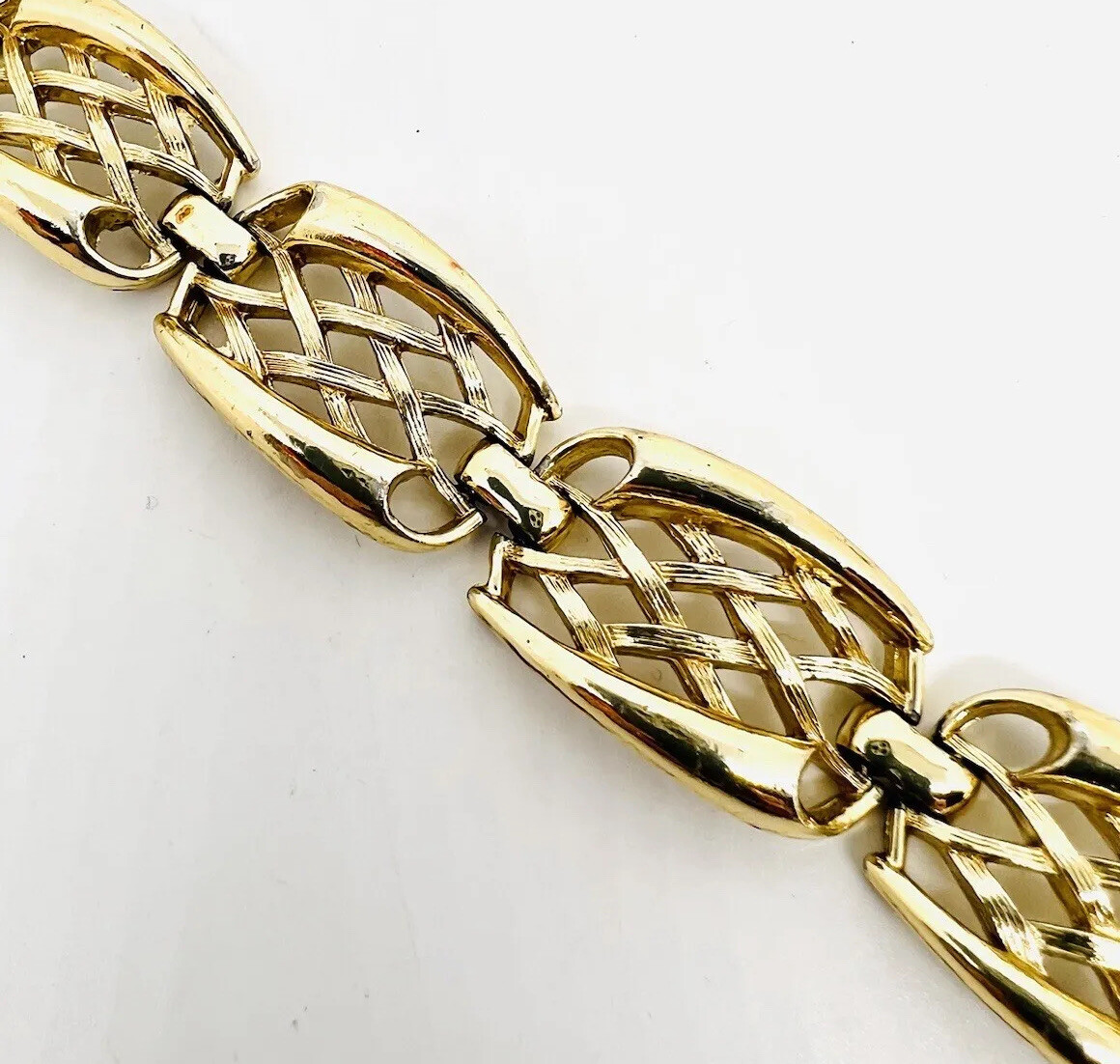 Ornate Basket Weave Gold Tone Modernist Bracelet Vintage Jewelry eBay
