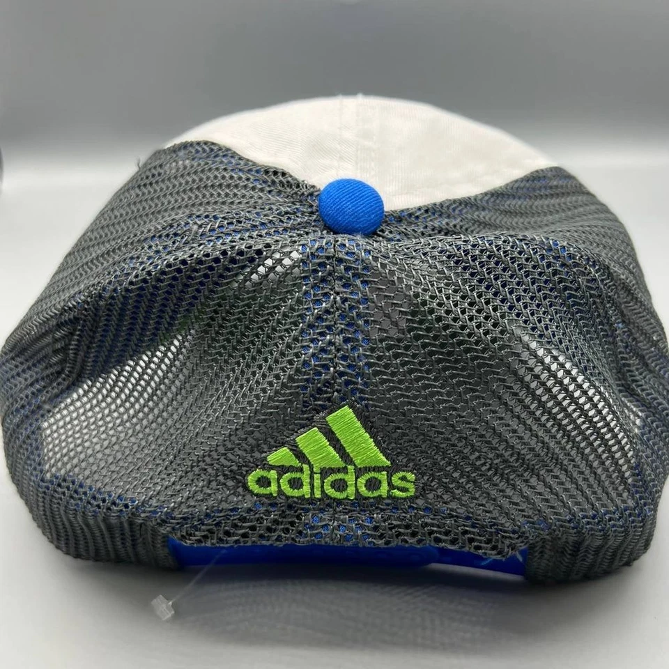 Atlanta Hawks Trucker Hat Men White Blue Adidas Snap Back Cap - Image 4 of 4
