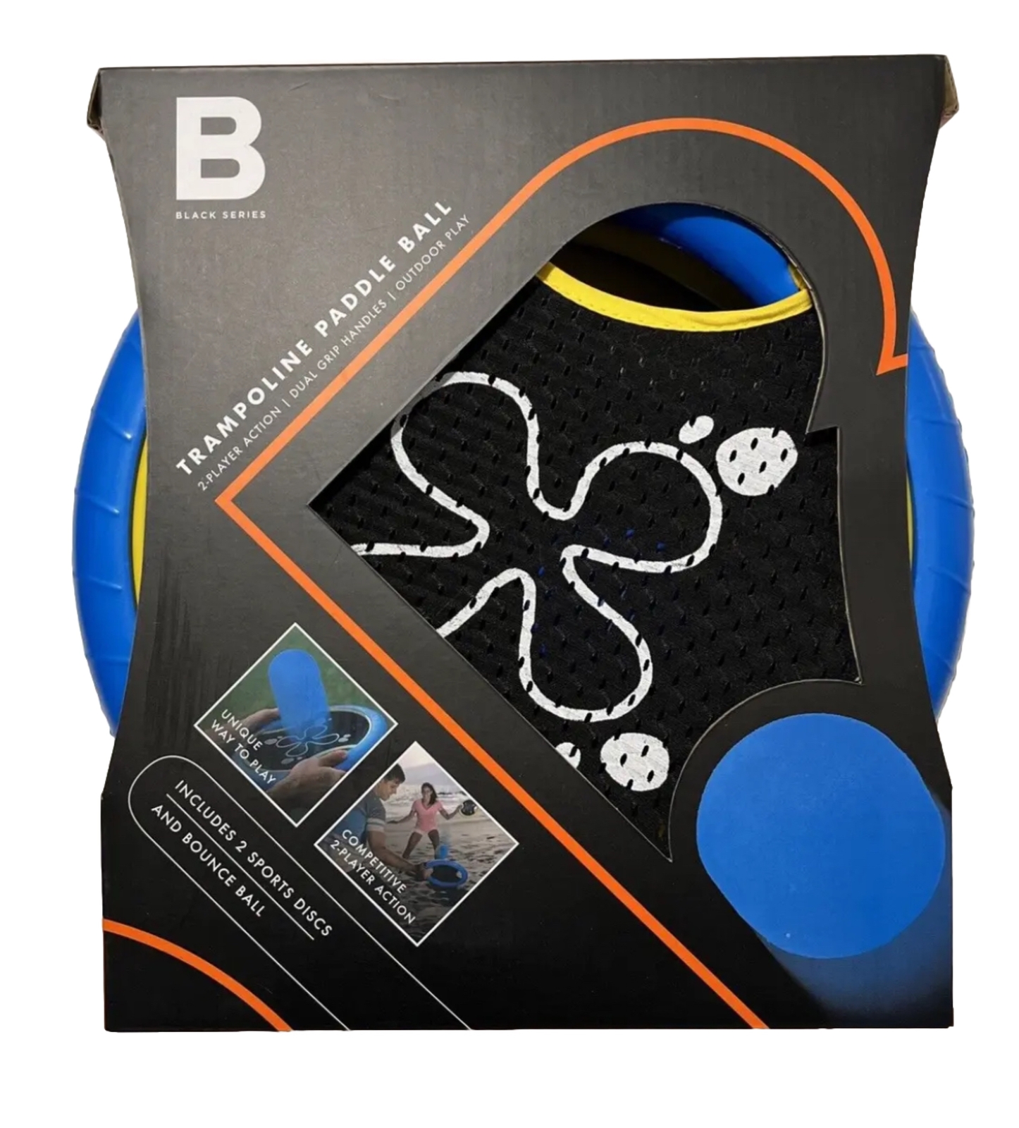 NEW!  Trampoline Paddle Ball -Outdoor Play- 2 Player Action-2 Sport Discs & Ball